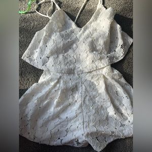 white patterned romper.